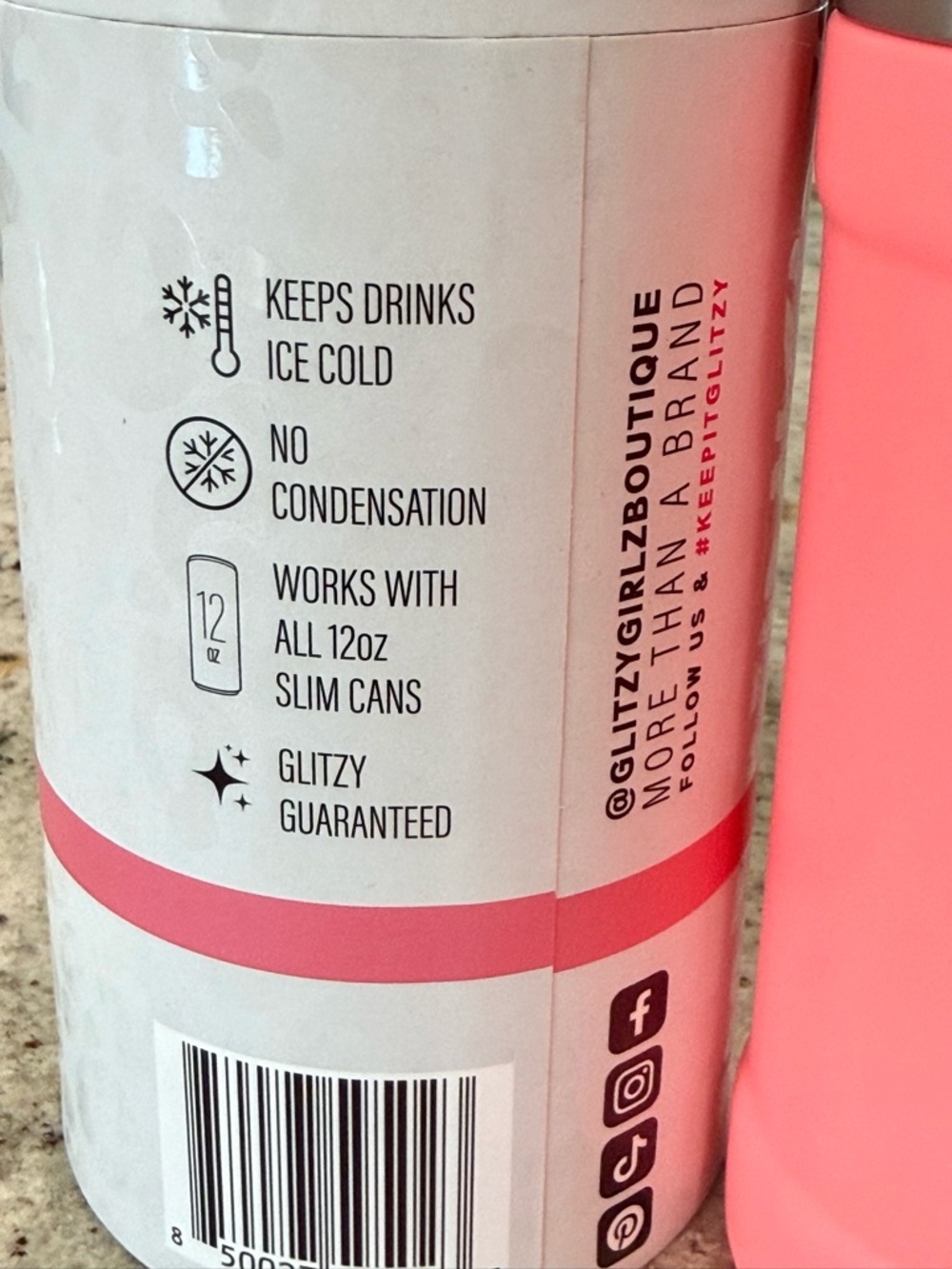 Glitzy Girlz "Neon Coral Matte" Skinny Can Cooler - 12 oz NEW - Picture 6 of 8